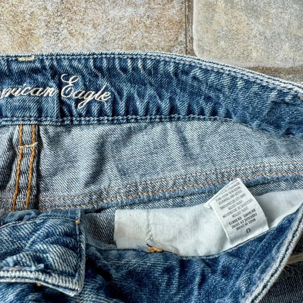 American Eagle Y2K Rhinestone Cut-Off Jean Distressed Bling Shorts‎ Women's 0